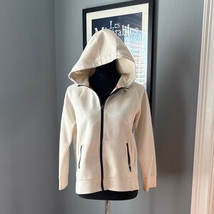 Hooded Zip-Up Jacket in off white with specks of color